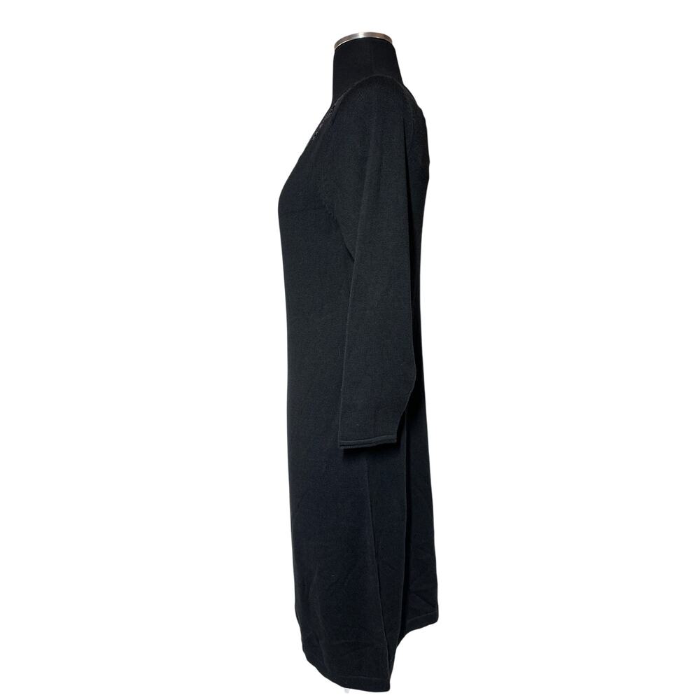 Tommy Bahama Black Pickford Embellished Split Neck Sweater Dress 3/4 Sleeve Sz S - Picture 14 of 14